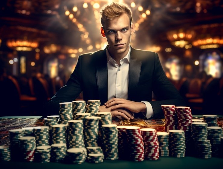 Studio live dealer Infinite Blackjack eropa 4d dengan tata letak meja dan dealer profesional